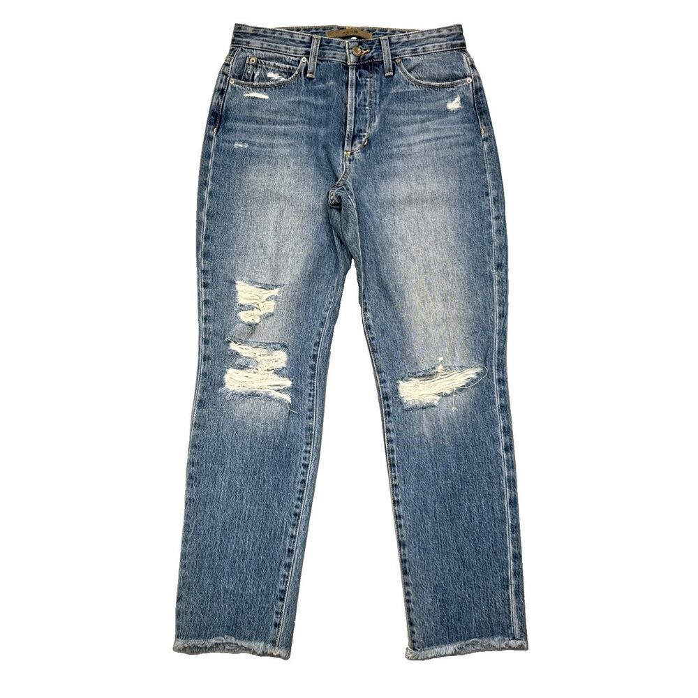 Joe's Jeans The Smith High Rise Straight Leg Ankle Distressed Fray Hem 28 Womens